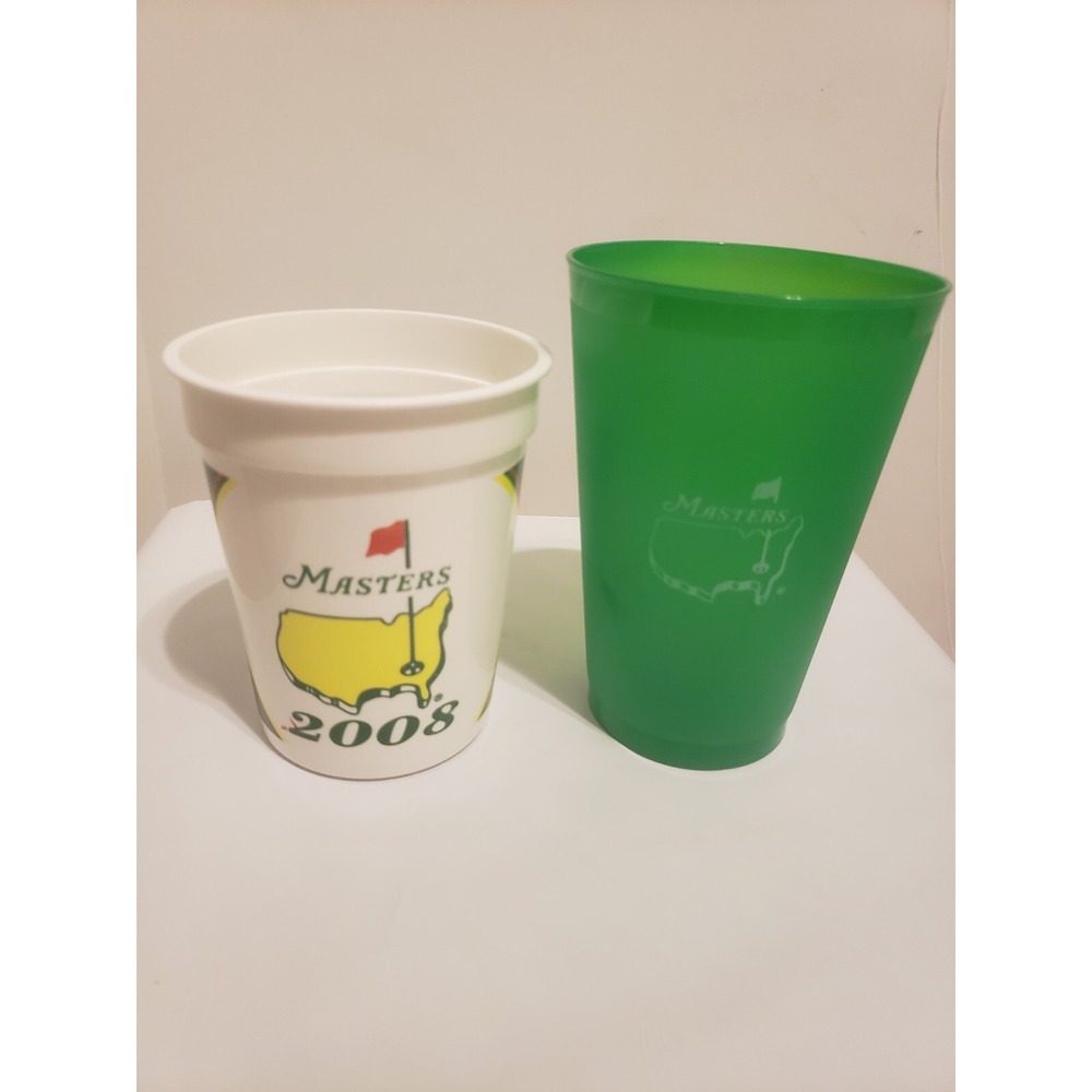 Lot Of 2 Masters Plastic Cups 2008 Green Golf Augusta, GA PGA